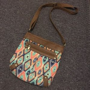 Boho print crossover bag